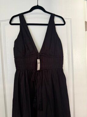 Black Maeve Anthropologie cotton poplin brand new dress Size Large